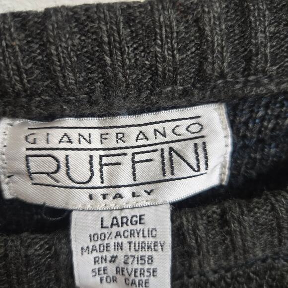 Gianfranco Ruffini Mens Vintage 90s Grandpa Textured Open Knit Stripe Sweater L - Picture 7 of 10